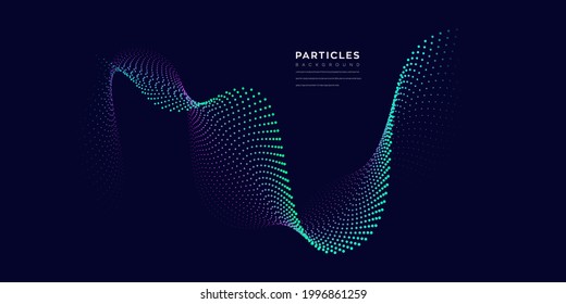 Wave vector element with abstract colorful lines on black background use for banner, poster, website. Curve flow motion illustration.