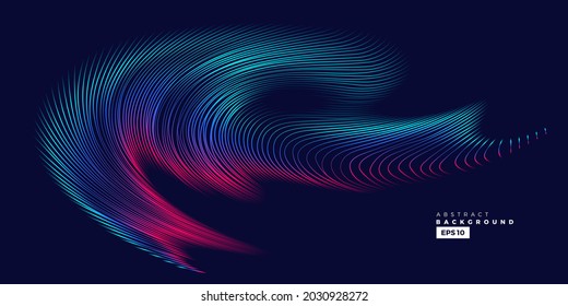 Elemento vectorial ondulado con líneas de gradiente colorido abstracto para sitio web, banner y folleto, Ilustración de movimiento de flujo de curvas, Diseño de fondo moderno.