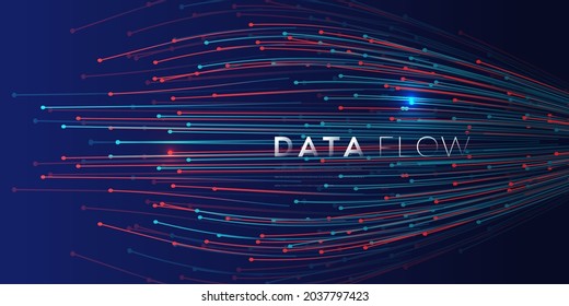 Wave vector element with abstract colorful lines on black background. Data flow vector illustration can be use for banner, poster, website. Curve flow motion illustration.