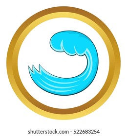 Wave vector icon in golden circle, cartoon style isolated on white background