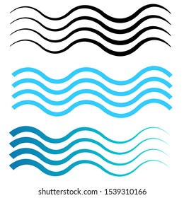 Wave vector icon set. Water illustration sign collection. Ocean symbol or logo.