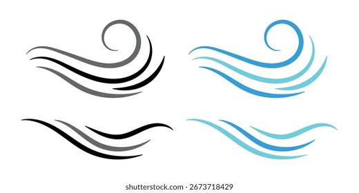 Conjunto de iconos de Vector de onda. Colección de signo de ilustración de ondas de agua. Símbolo del agua. Logotipo del océano. Conjunto de Web de iconos de mar.