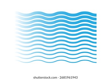 Symbolsatz für Wellenvektoren. Wasserwellen Illustration Zeichensammlung. Wassersymbol. Ocean-Logo. Webset für Seesymbole