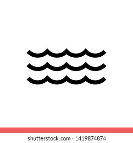 Wave vector icon, water. Simple, flat design for web or mobile app