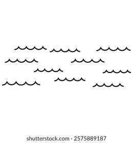 Wave Vector icons set on white background. Water waves illustration sign collection. Sea symbol.