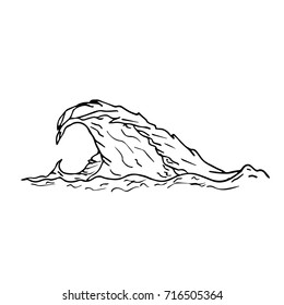 Wave vector illustration. Doodle style. Design icon, print, logo, poster, symbol, decor, textile, paper