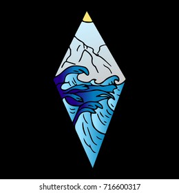 Wave vector illustration. Doodle style. Design icon, print, logo, poster, symbol, decor, textile, paper
