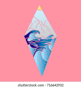 Wave vector illustration. Doodle style. Design icon, print, logo, poster, symbol, decor, textile, paper