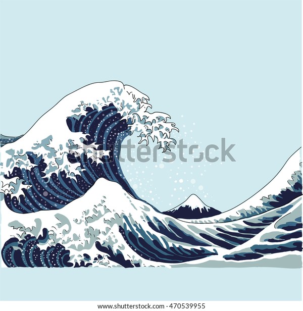 Волны япония эскиз