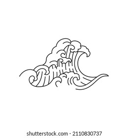 Wave vector line illustration, flat style, japan
