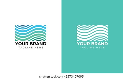 wave vector logo concept design template on blue and green color