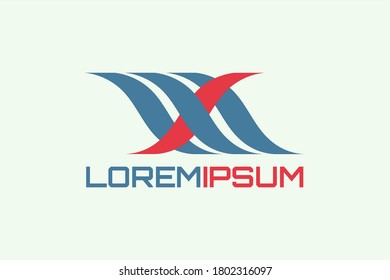 Wave Vector Logo forming initials "MS" or "MX" or "SM" or "XM" or "IM" or "MI". Usable for general business logos.