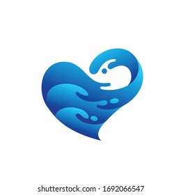 wave vector logo, love logo design