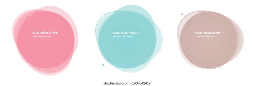 Wave Vector Shape Abstract Background Design Element for Banner, Sticker. Round Design Graphic Elements with Wavy Fresh Organic Circular Shape in Mauvelous, Morning Glory, Clam Shell Colors