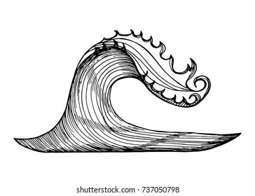 wave vector sketch. hand insulated drawing