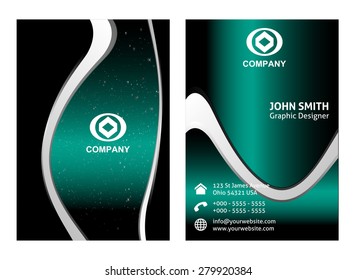 Wave vertical Business Card Set 