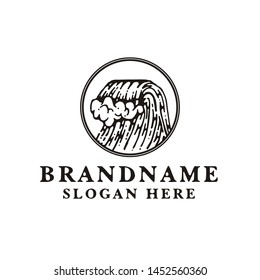 wave vintage logo design template