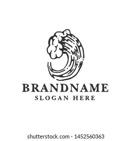 wave vintage logo design template