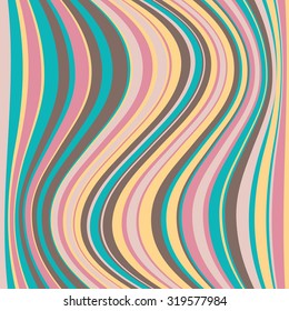 wave vintage striped seamless pattern - retro style flat illusion ornament