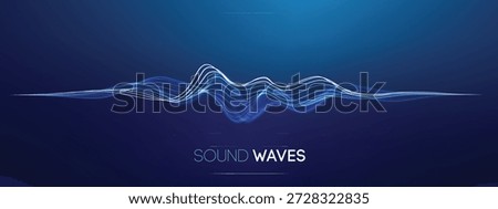 Wave voice with ai music background and sound. Soundwave tech abstract with pattern and ai. Wave voice metaverse curve surface round graphic studio education shape cyberspace length eq futuristic.