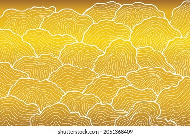 Wave Wall art background hand drawing design for home decor, wallpaper, print, cover, website, packaging design. Luxury Gold line art wallpaper, vector illustration.
