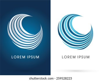 Wave, water ,Abstract shape, designed using blue line curve, logo, symbol, icon, graphic, vector.