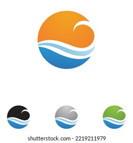 Wave water beach logo vector
