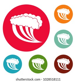 Wave water blue icons circle set vector isolated on white background
