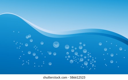 The wave of water and bubbles