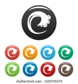 Wave water drop icon. Simple illustration of wave water drop vector icons set color isolated on white