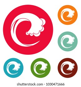 Wave water drop icons circle set vector isolated on white background