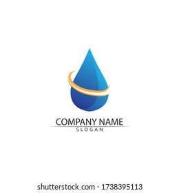 wave and Water drop Logo Template vector illustration design blue