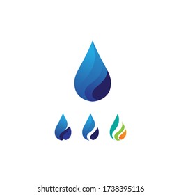 wave and Water drop Logo Template vector illustration design blue