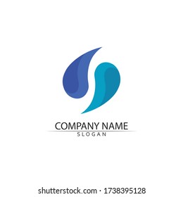 wave and Water drop Logo Template vector illustration design blue