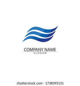 wave and Water drop Logo Template vector illustration design blue