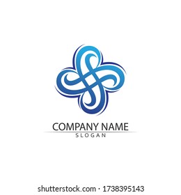 wave and Water drop Logo Template vector illustration design blue