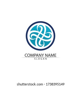 wave and Water drop Logo Template vector illustration design blue