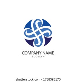 wave and Water drop Logo Template vector illustration design blue