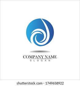 wave and Water drop Logo Template vector illustration design blue