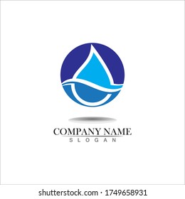 wave and Water drop Logo Template vector illustration design blue