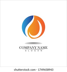 wave and Water drop Logo Template vector illustration design blue