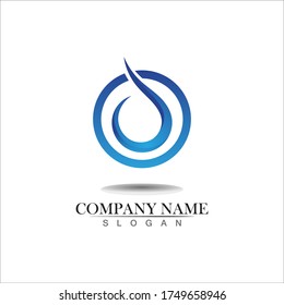wave and Water drop Logo Template vector illustration design blue