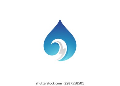 Wave water drop simple logo concept