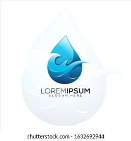 wave water drop vector logo design