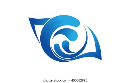 Wave Water Eye Vision Logo Template