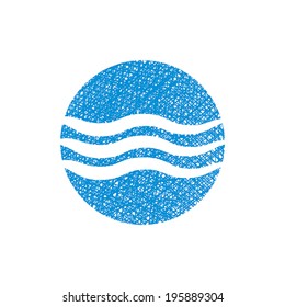 Wave water icon , abstract icon, vector symbol with hand drawn lines texture.