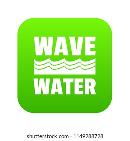 Wave water icon green vector isolated on white background