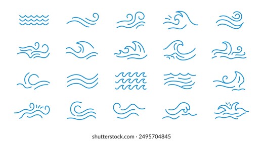 Icono de la ola de agua. Océano y oleaje marino. Logo de Vector.