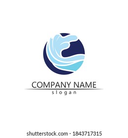 logotipo de diseño de ilustraciones vectoriales de iconos de ondas de onda y agua