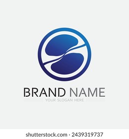wave and water Isolated round shape logo Blue color logotype Flowing water image. Sea, ocean, river surface
